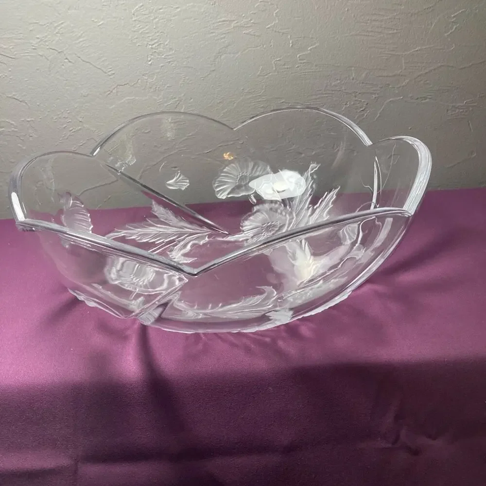 Mikasa crystal bowl frosted poppies